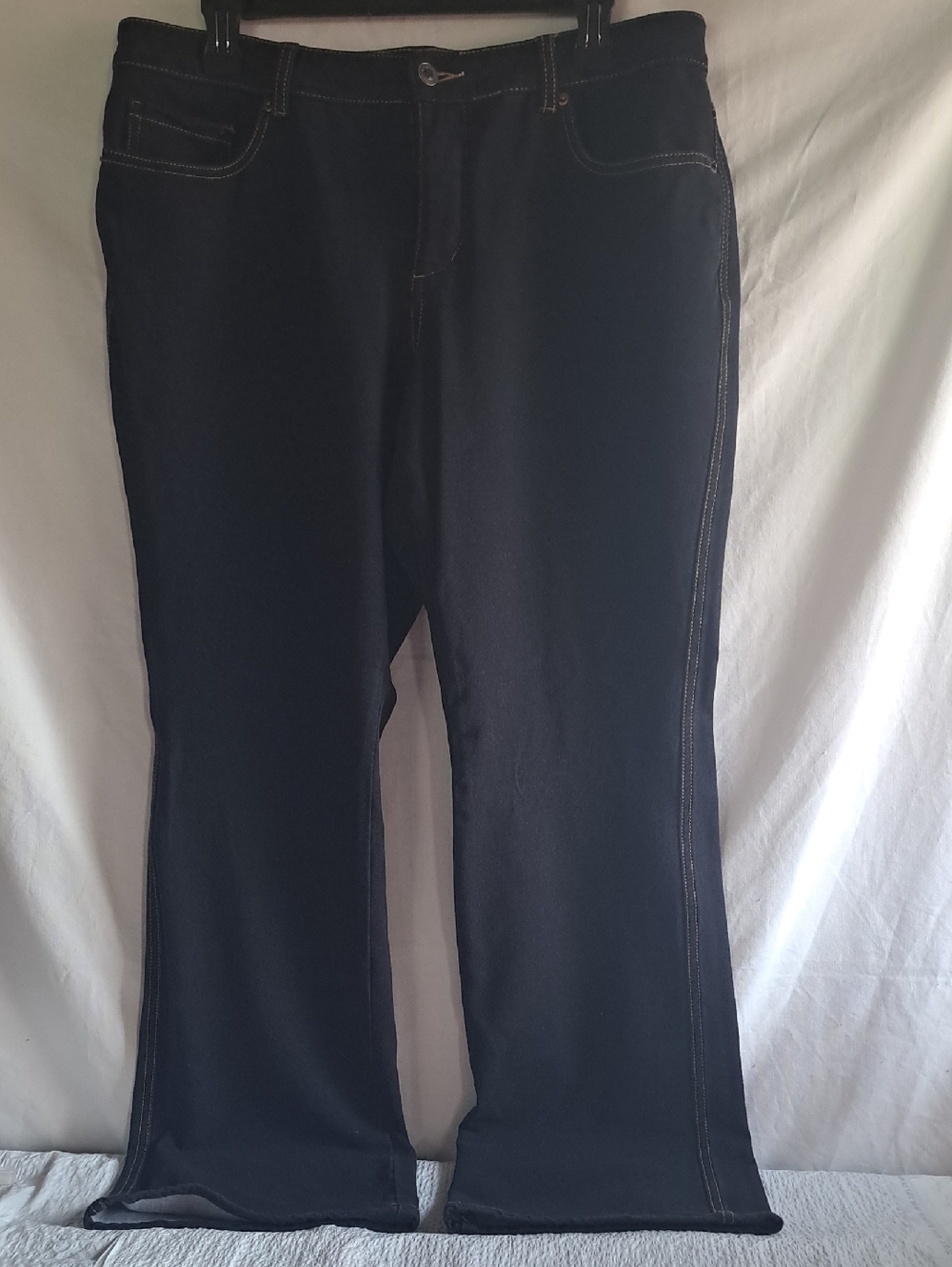 Coldwater Creek Black Jeans with Tan Contrast Stitching